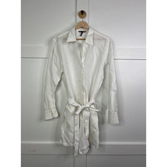 NEW Marissa Webb Rowan Linen Button Down Long Sleeve White Romper Size: 6 - Picture 2 of 7